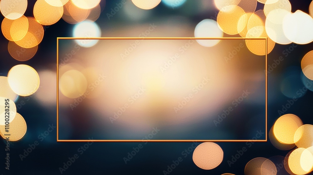 Poster Soft Rectangular Frame with Glowing Bokeh Effect for Elegant Backgrounds and Designs