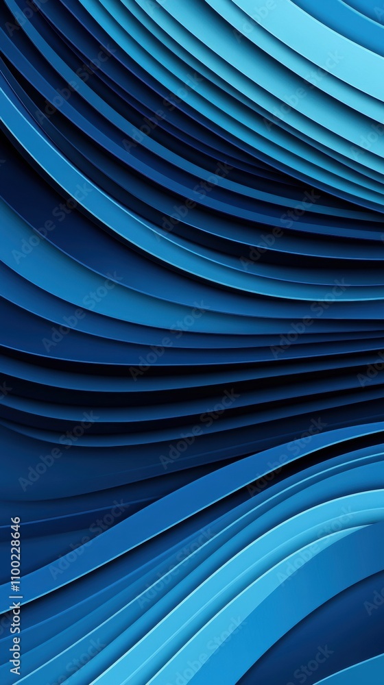 Poster abstract blue waves create a dynamic and soothing visual effect, ai