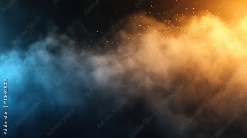 Aufkleber broken rectangular frame surrounded by colorful fog and mist with patches of light and darkness