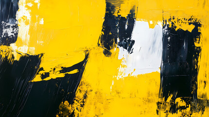 Modern abstract expressionist art featuring yellow and black paint. textured canvas with bold strokes. Expressionism. Illustration