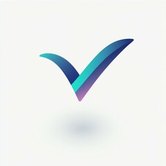3d blue and violet checkmark, true, check, okay, yes icon symbol sign on white background