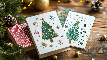 Handmade Cards Get creative with DIY Christmas cards using stamps, glitter, or handpainted designs