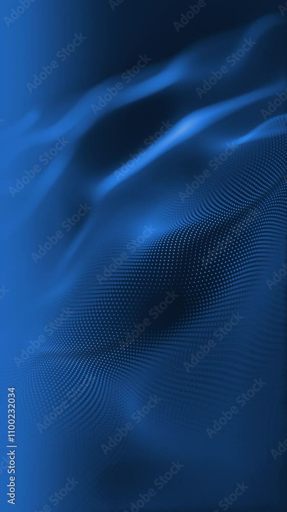 Poster particles blue wave cyber technology background loop. abstract seamless animation of mesh glowing do
