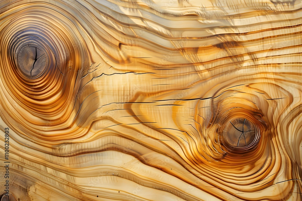 Poster close-up view of natural wood grain with intricate patterns and rich warm tones highlighting the bea