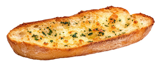 Cheesy garlic bread on a wooden board. transparent background