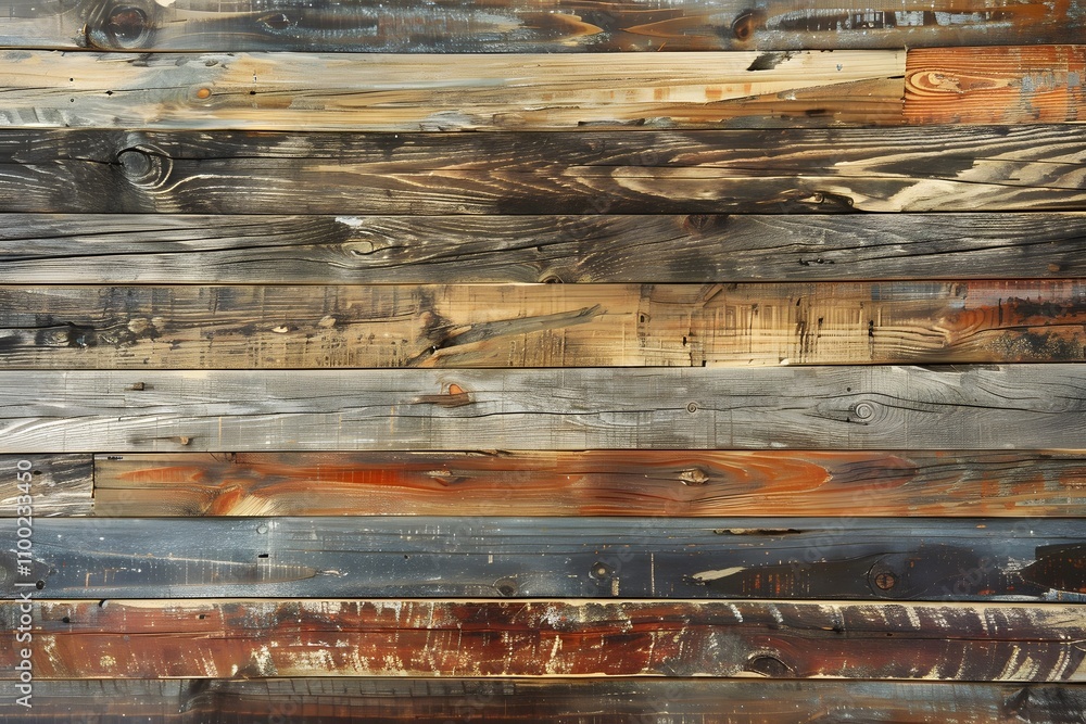 Poster textured background of burned and weathered wooden planks with varied grains and rich colors ideal f