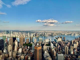 East river and brooklyn skyline new york from the roof top of empire state manhattan, NYC USA.