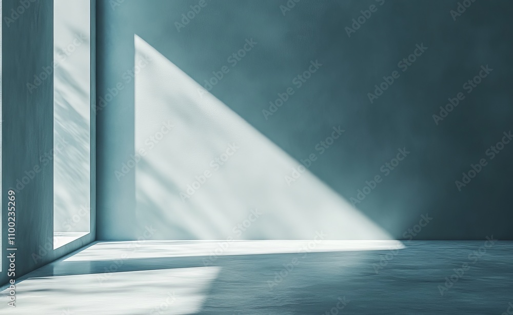 Poster soft light streaming through the window casts delicate shadows in a minimalistic modern interior spa
