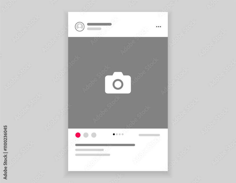 Poster social media carousel post template mockup. mobile app interface with blank pictures, editable posts