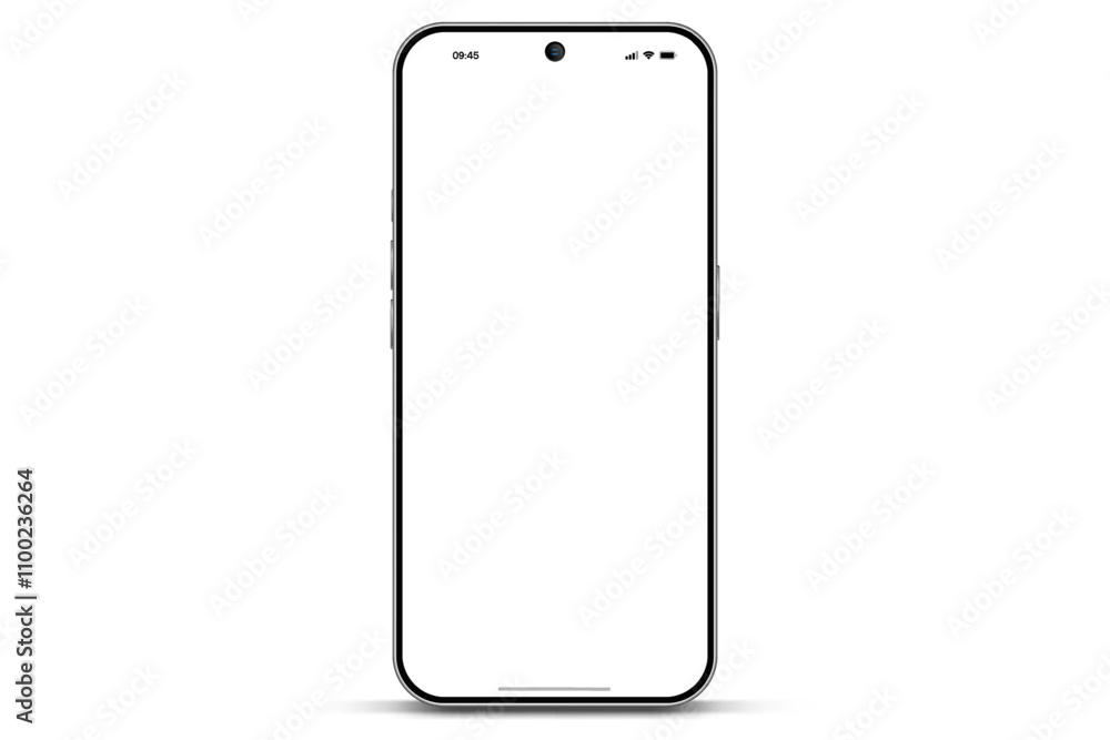 Aufkleber Realistic smartphone mockup. Mobile phone vector with isolated on white background. Device front view. 3D mobile phone with shadow. Realistic, high quality smart phone mockup for ui ux presentation.