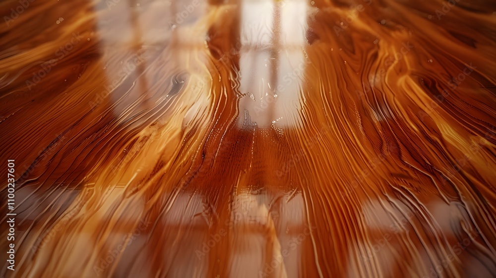 Poster stunning close-up of glimmering wooden surface with intricate patterns and smooth finish, perfect fo