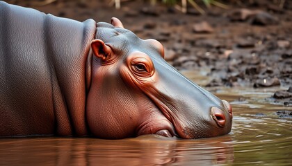Hippopotamus in Water Wildlife Photography African Animal