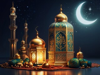 Obraz premium Eid mubarak festival Flat design And beautiful design for ramadan celebration Design