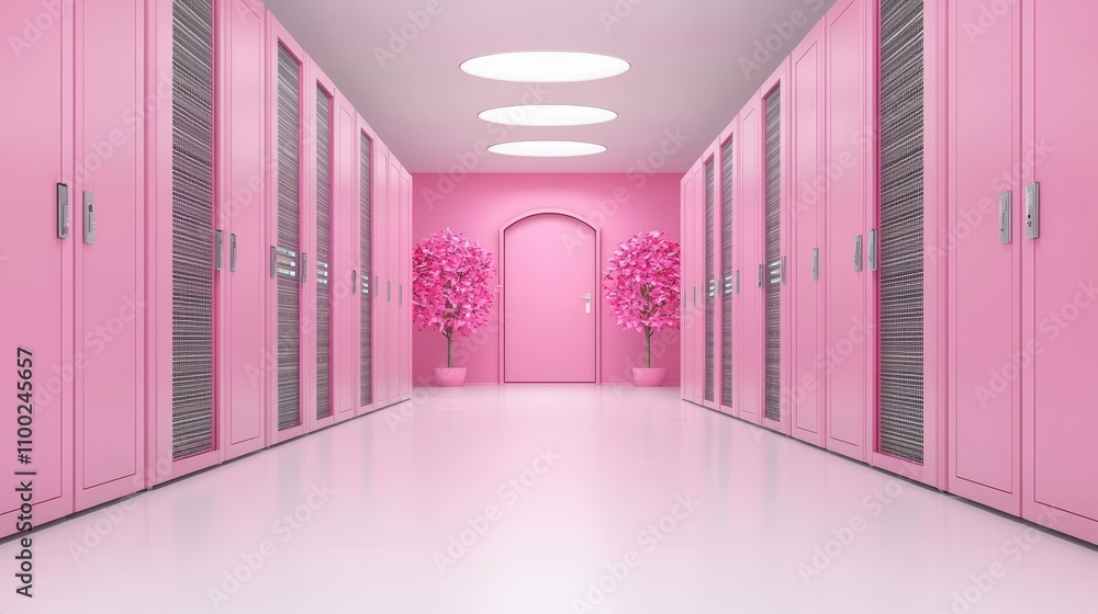 Poster a server room with restricted access and multiple security cameras, highlighting the importance of p