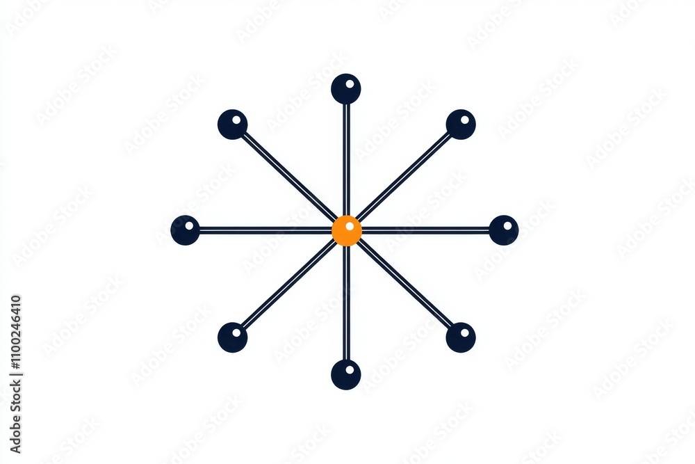 Poster A flat design showing an intersecting X and Y axis with labeled points, drawn in bold lines on white
