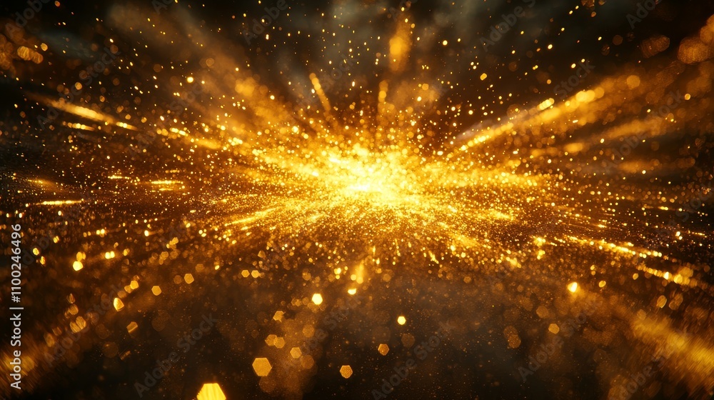 Aufkleber dynamic golden burst abstract art digital creation vibrant environment close-up view energy and crea