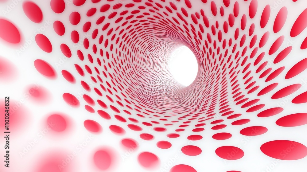 Aufkleber exploring abstract art red polka dots inside a tunnel digital art modern environment creative concep