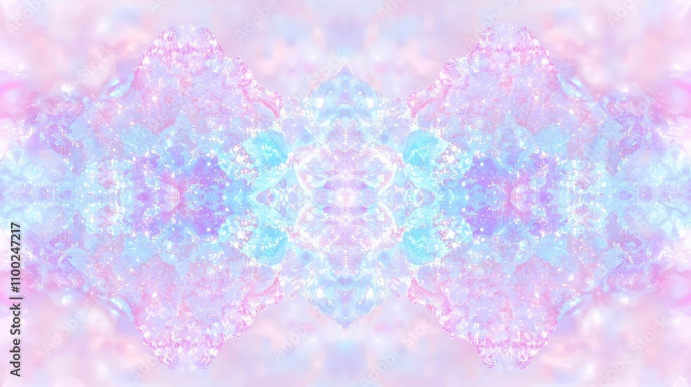 Poster abstract art display digital realm visual content soft color palette symmetrical design dreamy atmos