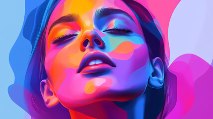 Fototapeta premium Abstract female portrait illustration digital art face person background artwork. Expressionism. Illustration