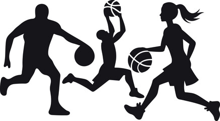 Vector set of silhouettes of basketball players, Basketball silhouettes