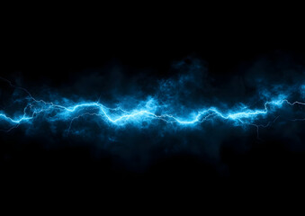 Naklejka premium Lightning on a black background, electric discharge, blue lightning, energy concept, isolated,