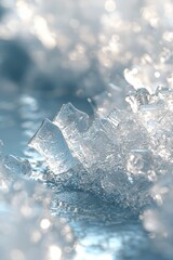 Obraz premium Ice fragments glimmering on water surface nature scene close-up photography calm environment abstract concept for serenity