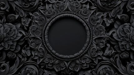 Intricate black floral design digital art elegant ambiance abstract background artistic perspective visual aesthetics