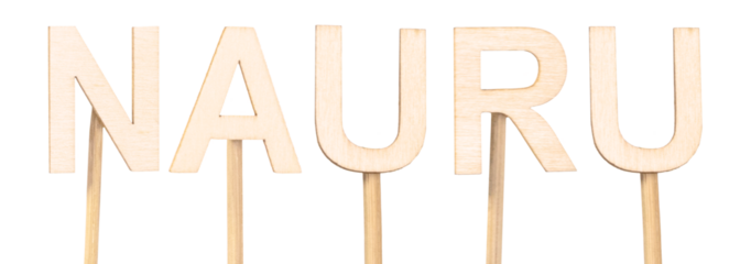 Rustic design with wooden letters spelling Nauru. Countries of the world.