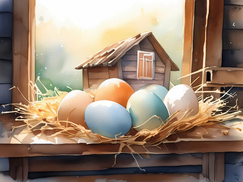 Chicken Eggs Easter Coop Farm House Rustic Rustic 