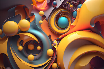 Obraz premium Abstract colorful swirls and spheres composition in vibrant hues