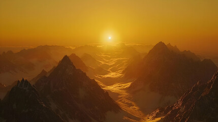 Naklejka premium Golden Hour Mountain Range 3D Illustration