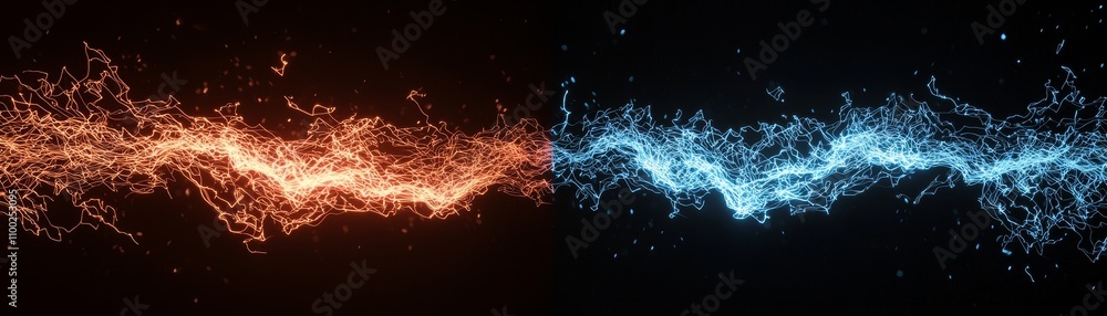 Poster dynamic contrast of energy waves abstract art digital environment visual symphony conceptual viewpoi