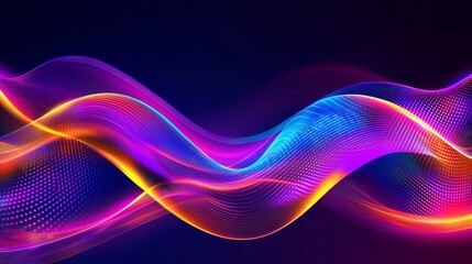 Fototapeta premium Dynamic color waves abstract visualization digital art vibrant environment high-angle viewpoint energy concept