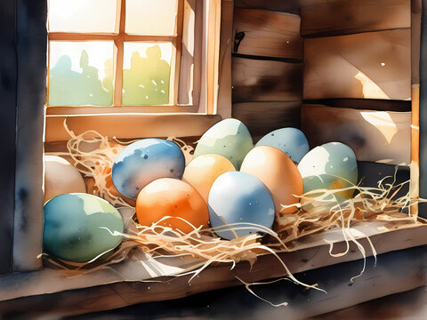 Chicken Eggs Easter Coop Farm House Rustic Rustic 