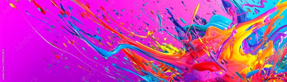 Poster vibrant color explosion abstract art digital creation studio environment close-up view creative expr