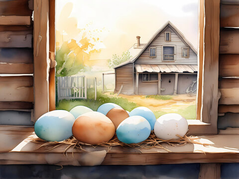 Chicken Eggs Easter Coop Farm House Rustic Rustic 