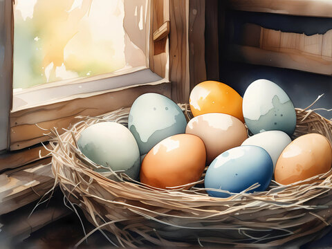 Chicken Eggs Easter Coop Farm House Rustic Rustic 