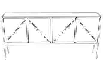 Buffet and Cabinet Outline Design for Home Decoration, Coloring Pages, and Design Projects. Modern Line Art Style