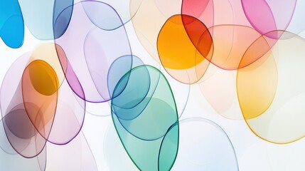 Conceptual representation of intersectionality with a network of transparent, overlapping ellipses in various colors forming a complex, harmonious pattern in a minimalist backdrop