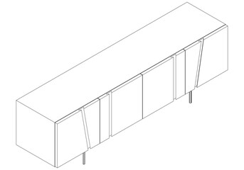 Buffet and Cabinet Outline Design for Home Decoration, Coloring Pages, and Design Projects. Modern Line Art Style