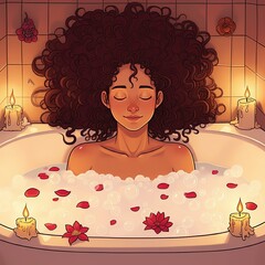 Woman Relaxing in a Bubble Bath