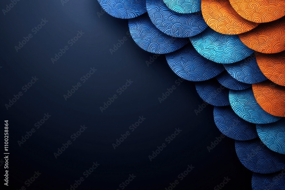 Poster dynamic geometric patterns on dark background abstract art digital design modern aesthetic artistic 