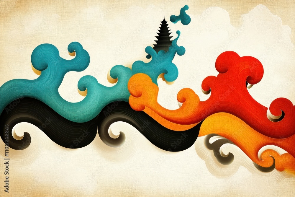 Poster dynamic waves of color abstract art digital realm vivid expression modern aesthetics captivating des