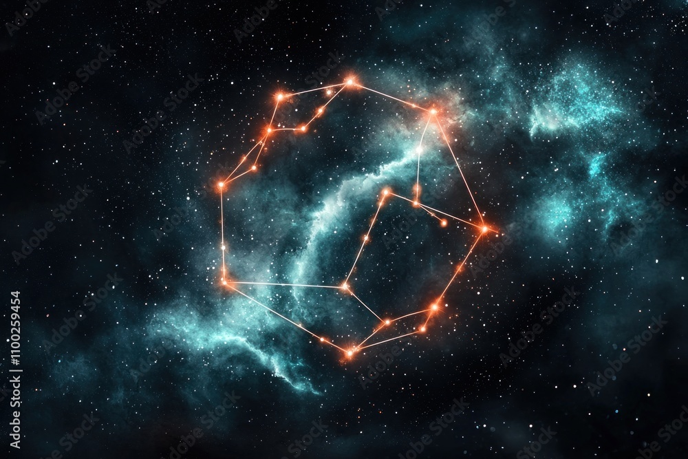 Poster exploring the cosmic patterns of constellations in the night sky astronomy event outer space digital