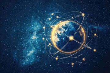 Fototapeta premium Exploring planet earth in cosmic space digital art universe celestial viewpoint environmental beauty and technology