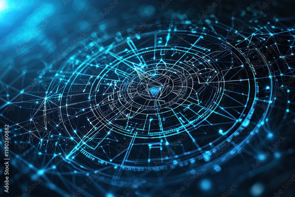 Poster innovative digital network design virtual environment graphic visualization technology perspective f