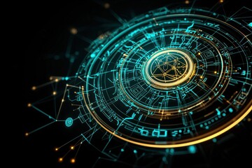 Naklejka premium Futuristic digital technology design virtual space concept art high-tech environment close-up view innovative ideas
