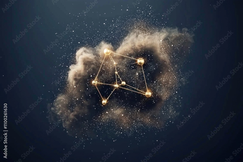 Poster dynamic cosmic connections abstract art in dark space visual journey stellar environment imaginative