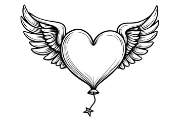 Obraz premium Winged Heart with Dangling Star Design