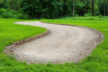 Obraz premium Minimalist depiction of an ATV trail, marked by a winding dirt path cutting through a blank white space